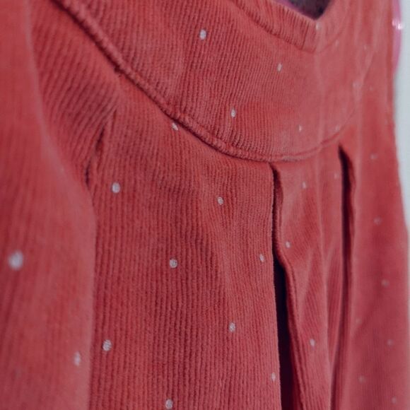 John LEWIS girl cordoroy coral polka dots dress size 5 yo but fit 3-4 @F - Picture 5 of 7
